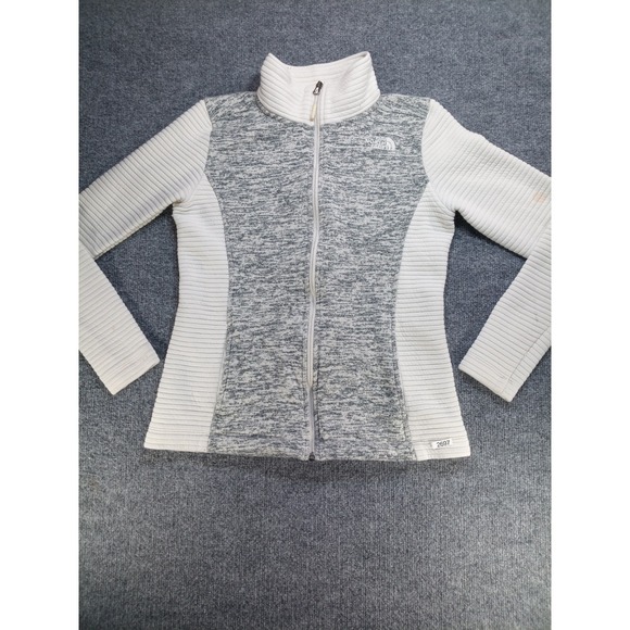 The North Face Jackets & Blazers - The North Face Women's Small Full Zip Jacket Gray White Ribbed Knit Stain S